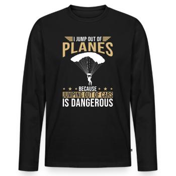 Fallschirm - Männer Premium Bio Langarmshirt - Schwarz - Vorne - Nico (187cm)