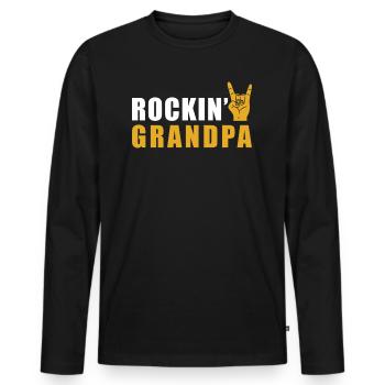 Rock Grandpa Rock n Roll - Men's Premium Organic Long Sleeve Shirt - black - Front - Nico (187cm)