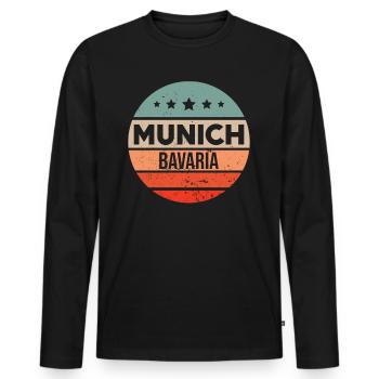 Munich - T-shirt manches longues Premium bio Homme - noir - Devant - Nico (187cm)