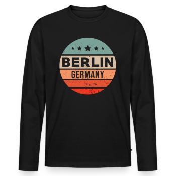 Berlin - Men's Premium Organic Long Sleeve Shirt - black - Front - Nico (187cm)