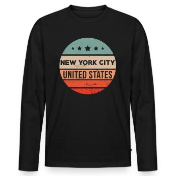 New York NY - T-shirt manches longues Premium bio Homme - noir - Devant - Nico (187cm)