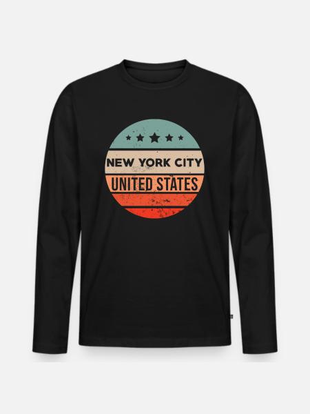 New York NY - Men's Premium Organic Long Sleeve Shirt - black