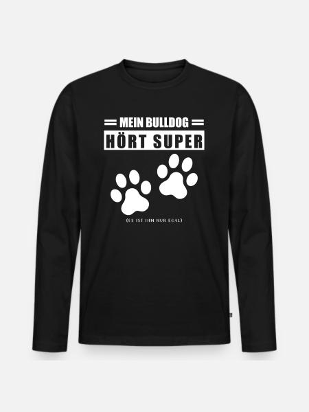 Bulldog - Männer Premium Bio Langarmshirt - Schwarz