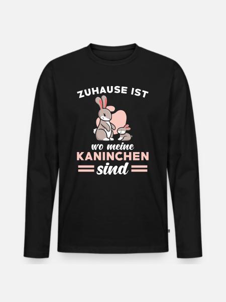 Kaninchen Spruch niedlich - Männer Premium Bio Langarmshirt - Schwarz