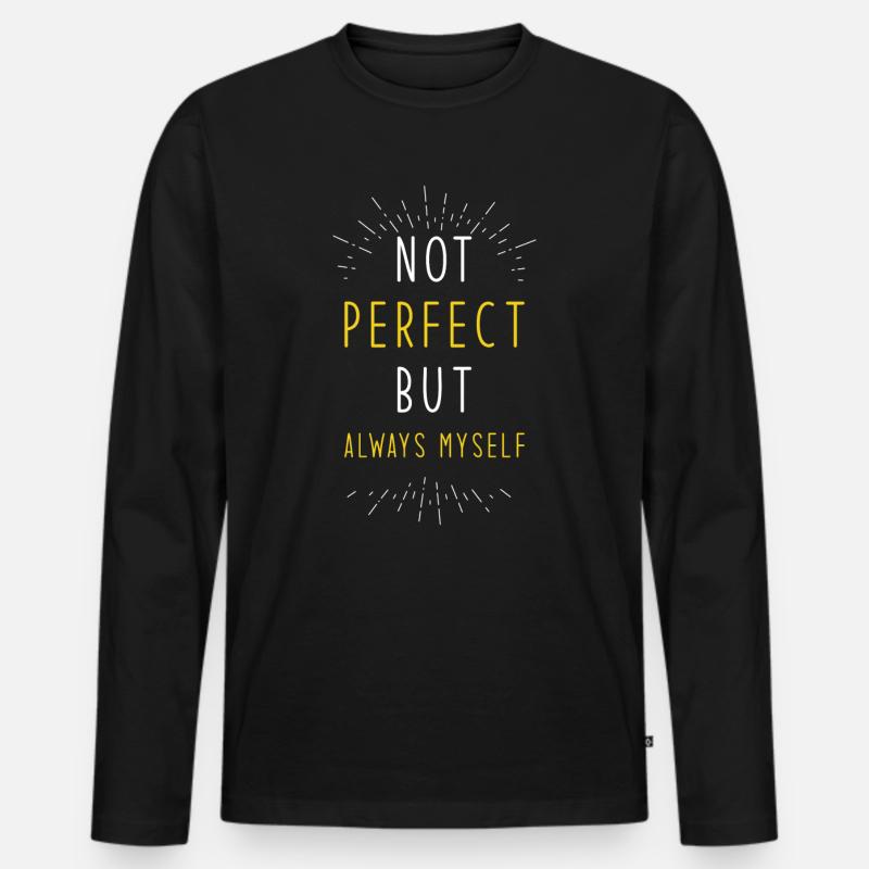 Glücklich Spruch - Männer Premium Bio Langarmshirt - Schwarz