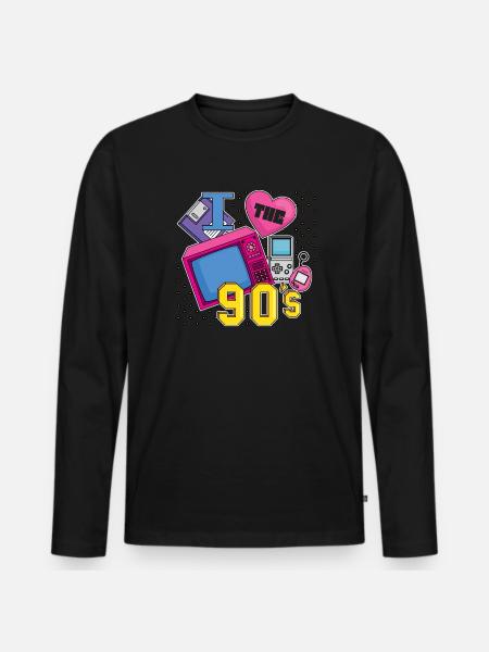 Rétro 90s l’époque Vintage 90 - T-shirt manches longues Premium bio Homme - noir