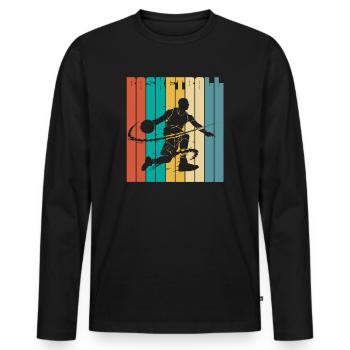 Retro Basketball Streetball - Men's Premium Organic Long Sleeve Shirt - black - Front - Nico (187cm)