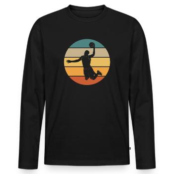 Retro Basketball Streetball - Men's Premium Organic Long Sleeve Shirt - black - Front - Nico (187cm)