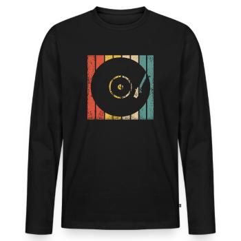 Retro Vinyl Record Record Collector - Men's Premium Organic Long Sleeve Shirt - black - Front - Nico (187cm)