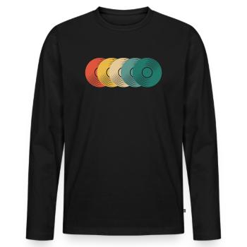Retro Vinyl Record Record Collector - Men's Premium Organic Long Sleeve Shirt - black - Front - Nico (187cm)