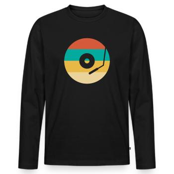 Retro Vinyl Record Record Collector - Men's Premium Organic Long Sleeve Shirt - black - Front - Nico (187cm)