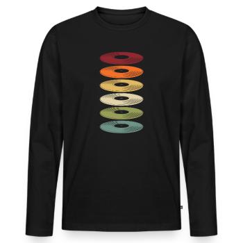 Retro Vinyl Record Record Collector - Men's Premium Organic Long Sleeve Shirt - black - Front - Nico (187cm)
