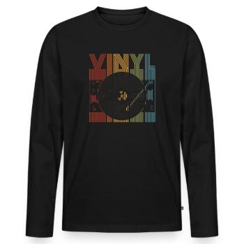 Retro Vinyl Record Record Collector - Men's Premium Organic Long Sleeve Shirt - black - Front - Nico (187cm)