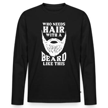 bald head - Men's Premium Organic Long Sleeve Shirt - black - Front - Nico (187cm)