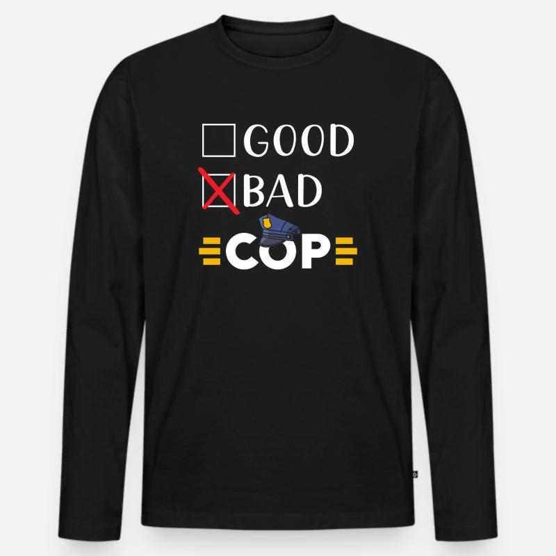 Polizist Polizei lustig - Männer Premium Bio Langarmshirt - Schwarz
