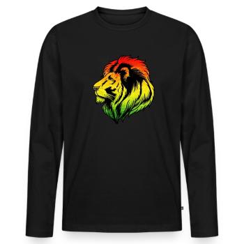 Reggae Musique Lion Rasta Rastafari - T-shirt manches longues Premium bio Homme - noir - Devant - Nico (187cm)