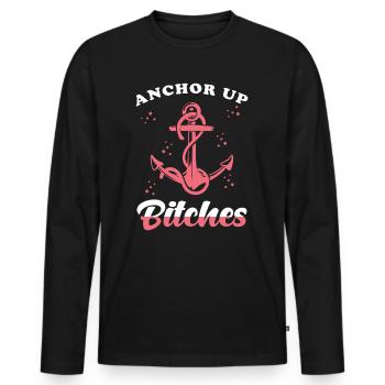 Anchor pun - Men's Premium Organic Long Sleeve Shirt - black - Front - Nico (187cm)