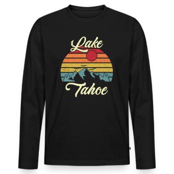 Lac Tahoe - T-shirt manches longues Premium bio Homme - noir - Devant - Nico (187cm)