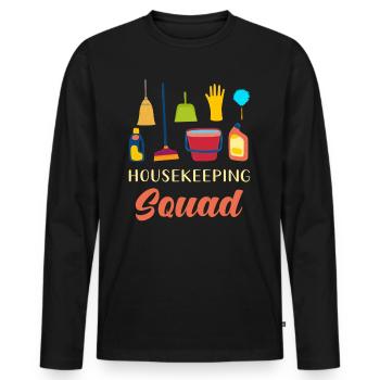 Housekeeping Squad - T-shirt manches longues Premium bio Homme - noir - Devant - Nico (187cm)