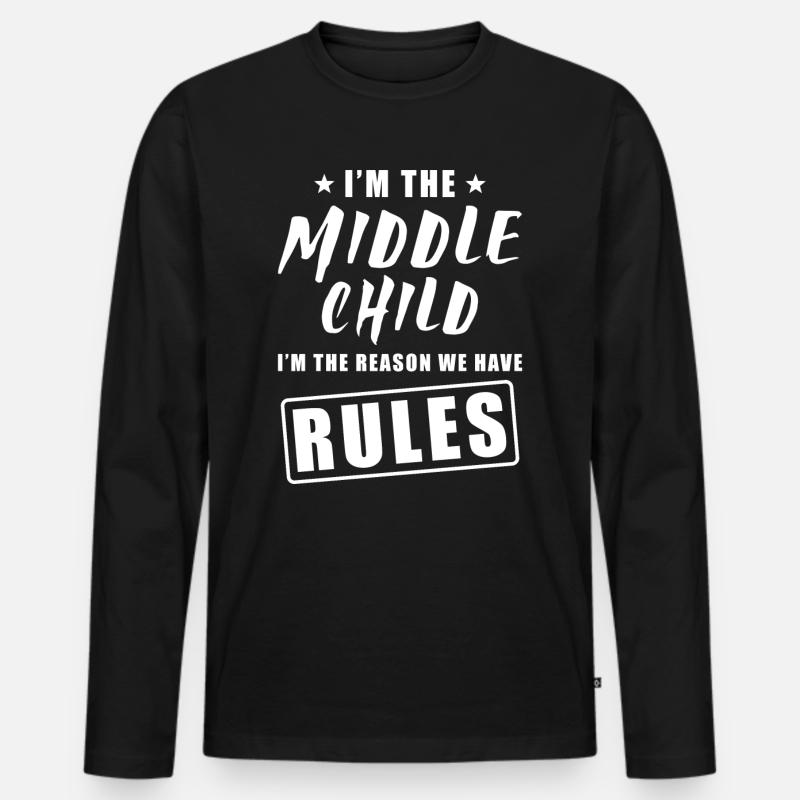 Mittleres Kind - Männer Premium Bio Langarmshirt - Schwarz