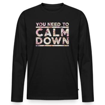 Calm Down - T-shirt manches longues Premium bio Homme - noir - Devant - Nico (187cm)