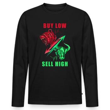 Actions d’investisseurs - T-shirt manches longues Premium bio Homme - noir - Devant - Nico (187cm)