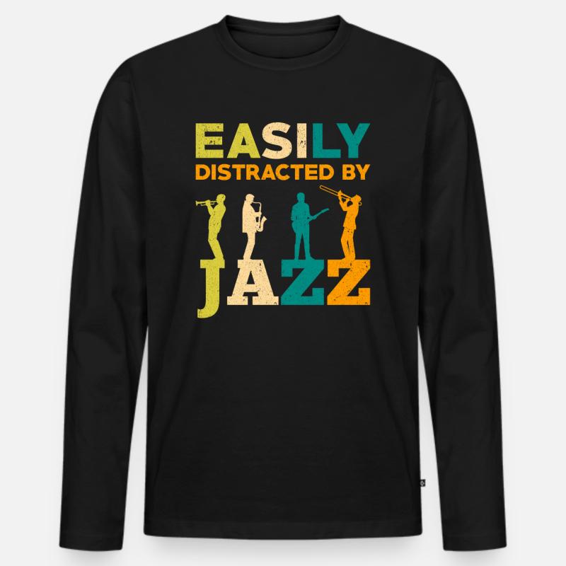 Jazz Musik - Männer Premium Bio Langarmshirt - Schwarz