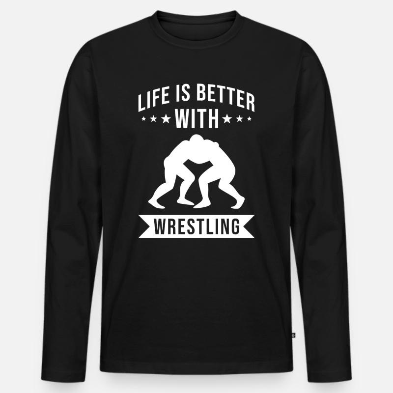 Wrestling - Männer Premium Bio Langarmshirt - Schwarz