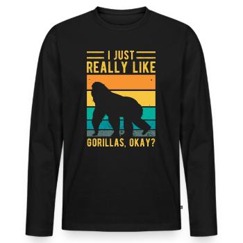 Gorilla - T-shirt manches longues Premium bio Homme - noir - Devant - Nico (187cm)