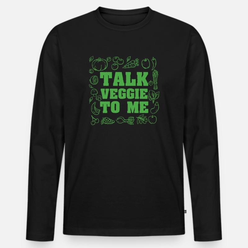 Veggie Gemüse Vegetarisch Vegetarier - Männer Premium Bio Langarmshirt - Schwarz