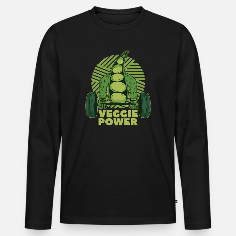 Veggie Gemüse Vegetarisch Vegetarier - Männer Premium Bio Langarmshirt - Schwarz