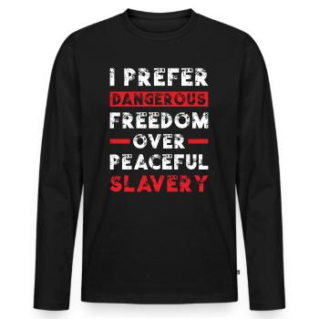 Freedom over Fear - Men's Premium Organic Long Sleeve Shirt - black - Front - Nico (187cm)