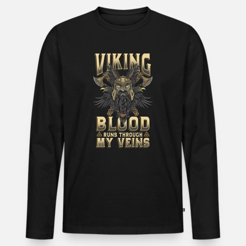 Wikinger - Männer Premium Bio Langarmshirt - Schwarz