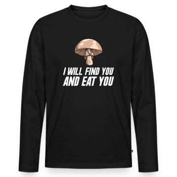 Champignons Cueilleurs de champignons Éponges Champignons Cueilleurs - T-shirt manches longues Premium bio Homme - noir - Devant - Nico (187cm)