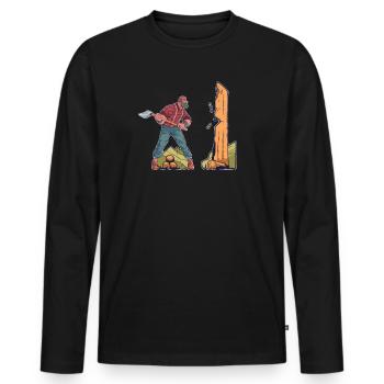 Holzfäller Forstwirt Förster Holzarbeiter - Männer Premium Bio Langarmshirt - Schwarz - Vorne - Nico (187cm)