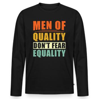 Égalité des chances - T-shirt manches longues Premium bio Homme - noir - Devant - Nico (187cm)