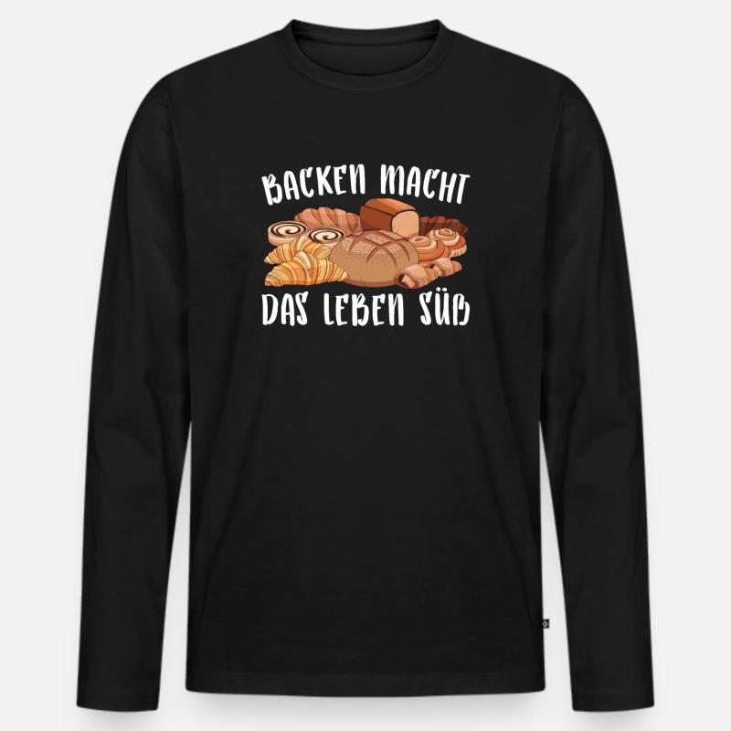 Bäcker Backen Konditor - Männer Premium Bio Langarmshirt - Schwarz