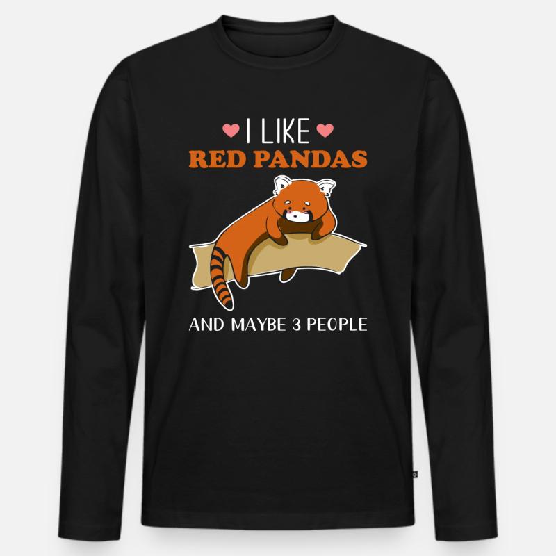 Roter Panda - Männer Premium Bio Langarmshirt - Schwarz