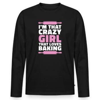 Baker Baking Pastry Chef - Men's Premium Organic Long Sleeve Shirt - black - Front - Nico (187cm)