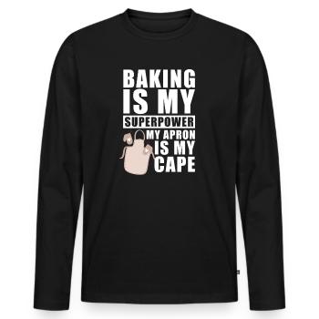 Baker Baking Pastry Chef - Men's Premium Organic Long Sleeve Shirt - black - Front - Nico (187cm)