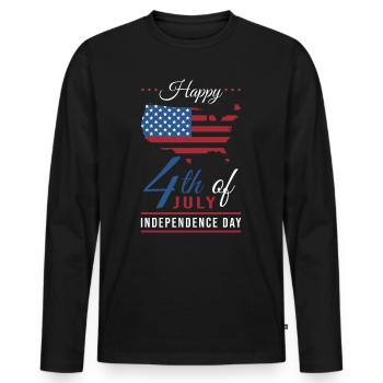 4th July Independence Day USA - Men's Premium Organic Long Sleeve Shirt - black - Front - Nico (187cm)