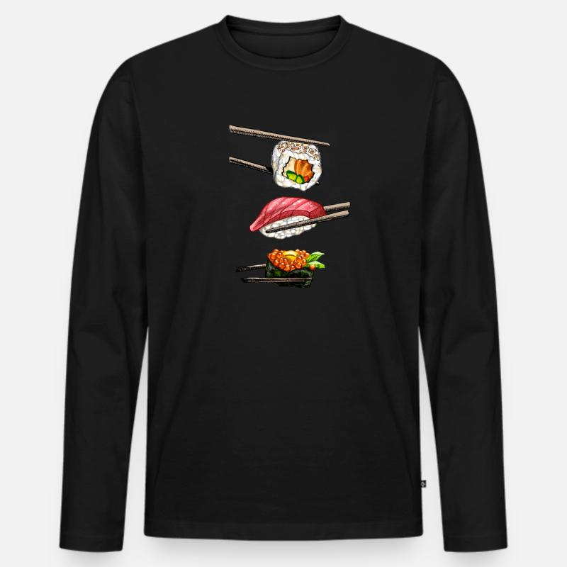 Sushi - Männer Premium Bio Langarmshirt - Schwarz
