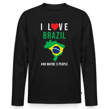 Brésil j'aime le Brésil - T-shirt manches longues Premium bio Homme - noir - Devant - Nico (187cm)