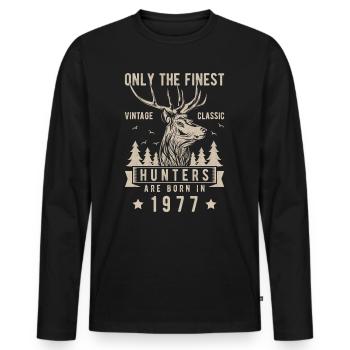 Hunter gift 1977 - Men's Premium Organic Long Sleeve Shirt - black - Front - Nico (187cm)