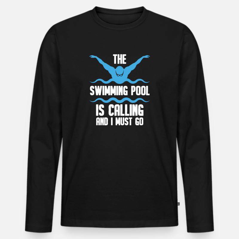 Schwimmen Schwimmer - Männer Premium Bio Langarmshirt - Schwarz