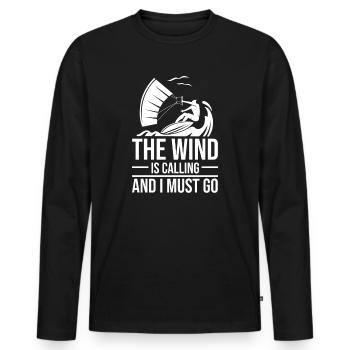 Kitesurfen Kiteboarding Kite Kiten - Männer Premium Bio Langarmshirt - Schwarz - Vorne - Nico (187cm)
