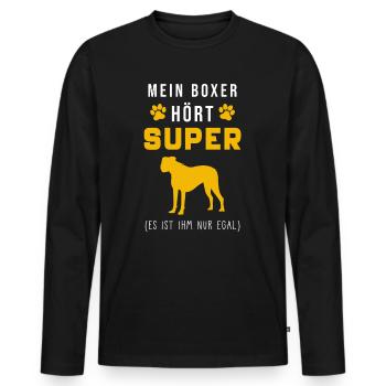 Boxer Hund Spruch lustig - Männer Premium Bio Langarmshirt - Schwarz - Vorne - Nico (187cm)
