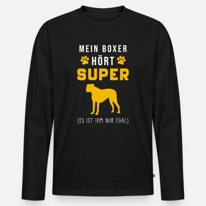 Boxer Hund Spruch lustig - Männer Premium Bio Langarmshirt - Schwarz