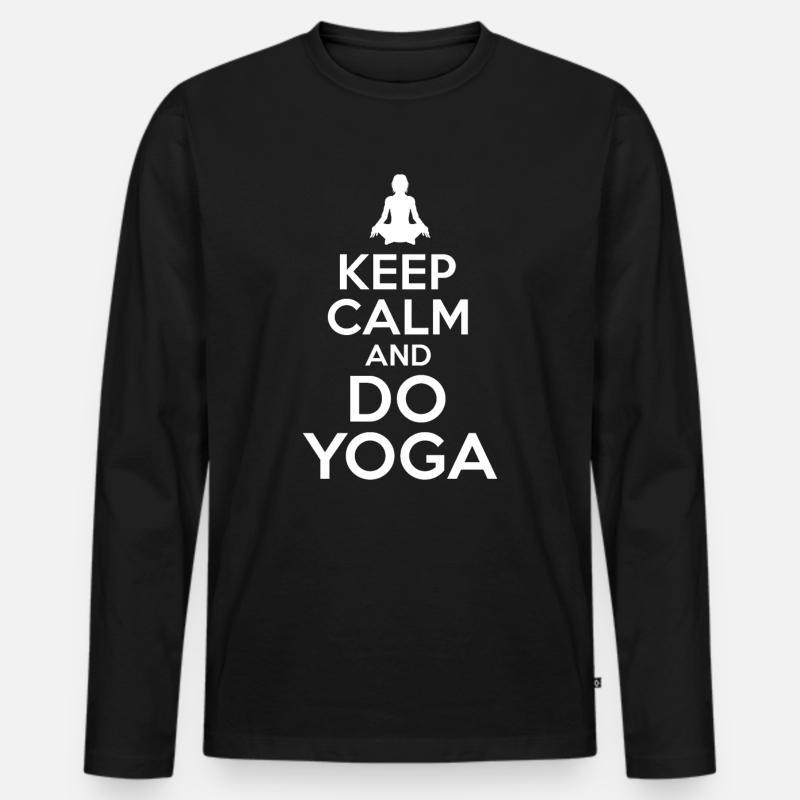 Keep Calm Yoga - Männer Premium Bio Langarmshirt - Schwarz
