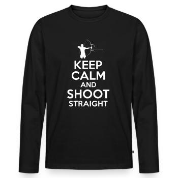 Keep Calm and do Archery - T-shirt manches longues Premium bio Homme - noir - Devant - Nico (187cm)